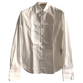 Roberto Cavalli Camisa de algodão branco com smoking Branco