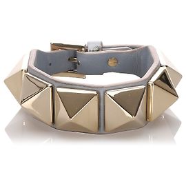 Bracelete cravejado de couro Glam Valentino Dourado
