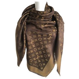 Louis Vuitton Sciarpa Monucham Tuch Silk Marrone D'oro