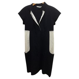 Diane Von Furstenberg-DvF Vintage colourblock dress-Cream,Navy blue