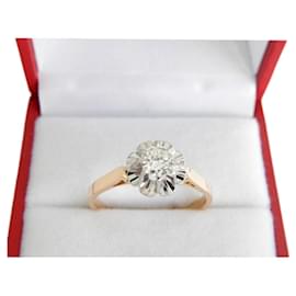 Autre Marque-oro solitario 18k diamante 0,30 Cts-Cobre