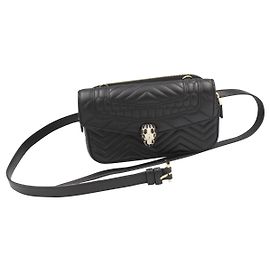 Bulgari Bvlgari Serpenti Forever Gürteltasche aus schwarzem Leder Schwarz