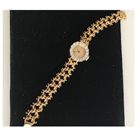 No Brand-Reloj vintage de oro y diamantes-Dorado