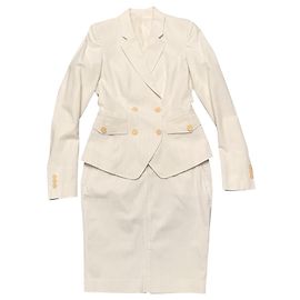 Conjunto de Saia Jean Paul Gaultier Creme Algodão Cru