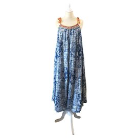 Free People-bedrucktes Maxikleid-Blau