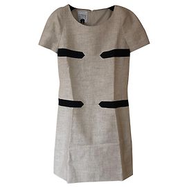 Autre Marque Vestido Edouard Achour Paris Beige Algodón Lino Beige