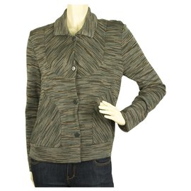 M Missoni-MISSONI Gray Hues Woolen Snap Button front Jacket Cardigan Cardi size IT 44-Multiple colors
