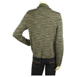 M Missoni-MISSONI Cardigan giacca in lana con bottoni automatici grigio sfumato Cardi taglia IT 44-Multicolore