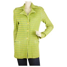 MISSONI Green Yellow Zig Zag Button front Jacket Cardigan Pointed Collar sz 42 Multiple colors
