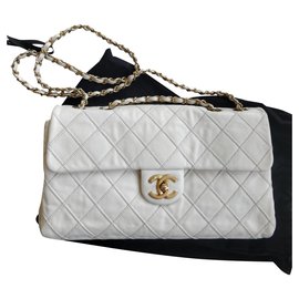 Chanel-Borsa classica con patta-Crema