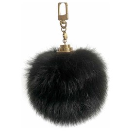 Louis Vuitton-Charm in pelliccia di volpe nera Fuzzy Bubble-Nero