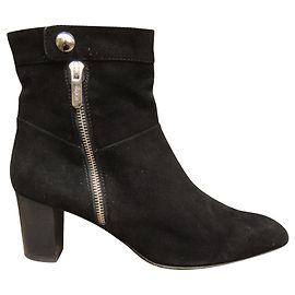 Tod's Ankle Boots Black Deerskin 40 Black