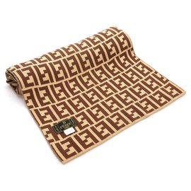 Fendi-Fendi Brown Zucca Silk Scarf-Brown,Multiple colors