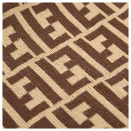Fendi-Fendi Brown Zucca Silk Scarf-Brown,Multiple colors