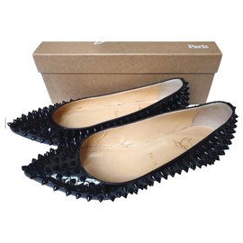 Christian Louboutin-Christian Louboutin spiked black patent flats shoes EU38-Blue