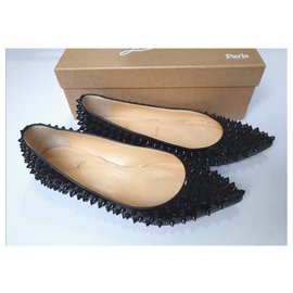Christian Louboutin-Christian Louboutin spiked black patent flats shoes EU38-Blue