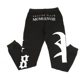 Philipp Plein-Philpp Plein junior Sweatpants Trousers Black and White for Boys 12-13 years old-Black,White