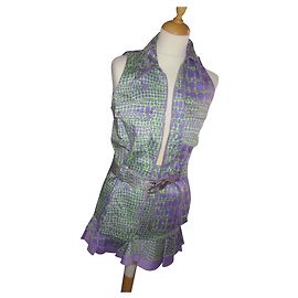 Autre Marque Completo giacca e gonna CHIARA D'ESTE malva e verde cotone Multicolore