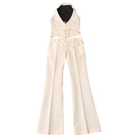Conjunto de calça Pinko creme algodão linho Cru