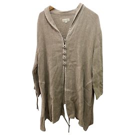 Autre Marque Oversized Linen Coat, Parka Style Beige