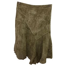 John Rocha asymmetric suede skirt Khaki