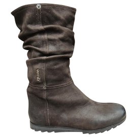 Prada-Prada p Pleated boots 40,5 new condition-Dark brown