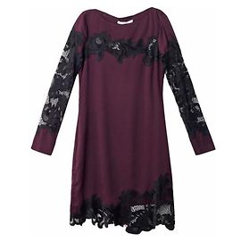 Diane Von Furstenberg Abito DvF Ernestina in seta e pizzo Nero Porpora