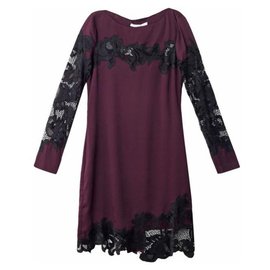 Diane Von Furstenberg-DvF Ernestina silk and lace dress-Black,Purple