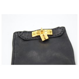 Hermès-Hermès gloves in black leather Size 6.5.-Black