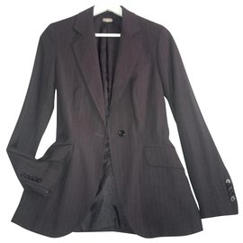 Zara-Jaqueta belamente costurada em cinza antracite macio com riscas finas.-Cinza antracite
