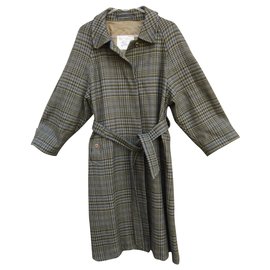 Burberry-manteau femme Burbery vintage en pur lambswool t 40-Vert
