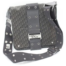 Dior shoulder bag in leather and canvas Black