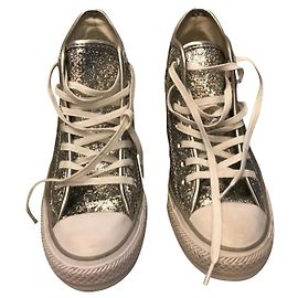 Converse Tênis cunha glitter Prata