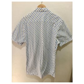 Pringle Of Scotland-Tamanho da camisa de manga curta Pringle 16/41-Branco,Azul