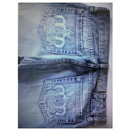 Autre Marque-Relógio de estúdio denim Bleach Jeans-Azul claro