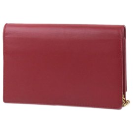 Autre Marque-YSL Red Leather Kate Wallet on Chain-Red,Golden