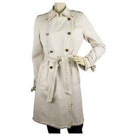 Roberto Cavalli Class Cinturón de mujer de algodón blanco con cierre de gabardina sz 44 Crudo