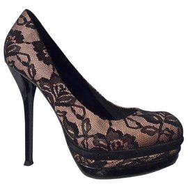 Carvela-Lace look high heels-Black,Pink