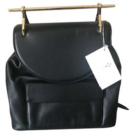 M2malletier Leather Backpack Black Black