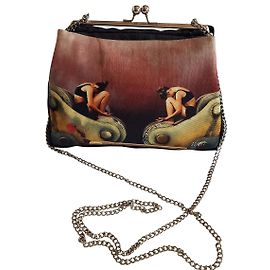 Autre Marque VIJOLI Borsa a tracolla in velluto nero con foto artistica Nero Multicolore
