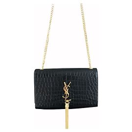 Saint Laurent Kate medium croco Noir