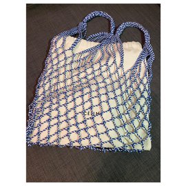 Céline-Bolso de red de algodón Celine-Azul