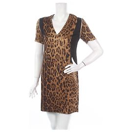 Vestido Sandro Estampado Leopardo em Seda e Lã Multicor Estampa de leopardo