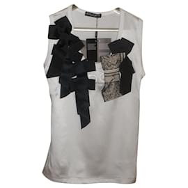 Top de seda e algodão Dolce & Gabbana Branco Branco