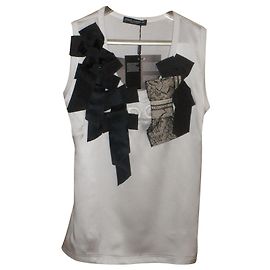 Top in seta e cotone Dolce & Gabbana Bianco Bianco