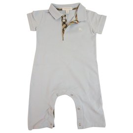 Burberry-Burberry light blue polo overall check collar for infant 12 months or 80cm tall-Light blue