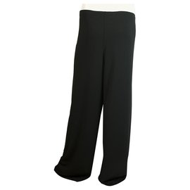 La Perla-La PERLA Cintura elástica negra Pantalones Pantalones clásicos Pierna ancha - sz 48-Negro