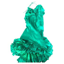 Dsquared2-Vestido plissado de seda-Verde