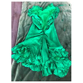 Dsquared2-Seidenrüschenkleid-Grün