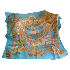 Hermès-Silk scarves-Turquoise